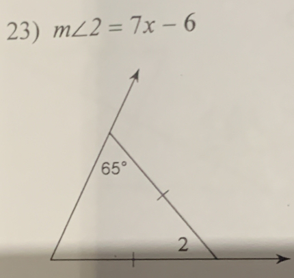 m∠ 2=7x-6