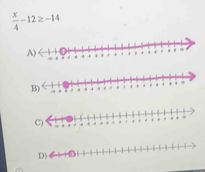  x/4 -12≥ -14