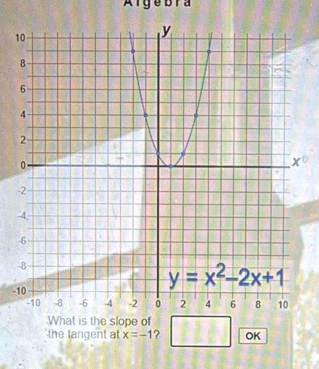 Algebra
1
-
the slope of
the tangent at x=-1 ? OK