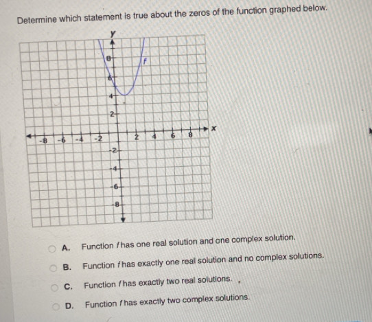 Solved: Determine which statement is true about the zeros of the ...