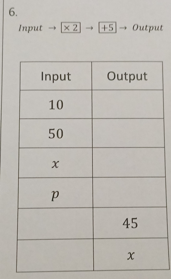 Input × 2 +5 Output