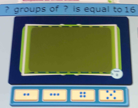 ? groups of ? is equal to 16