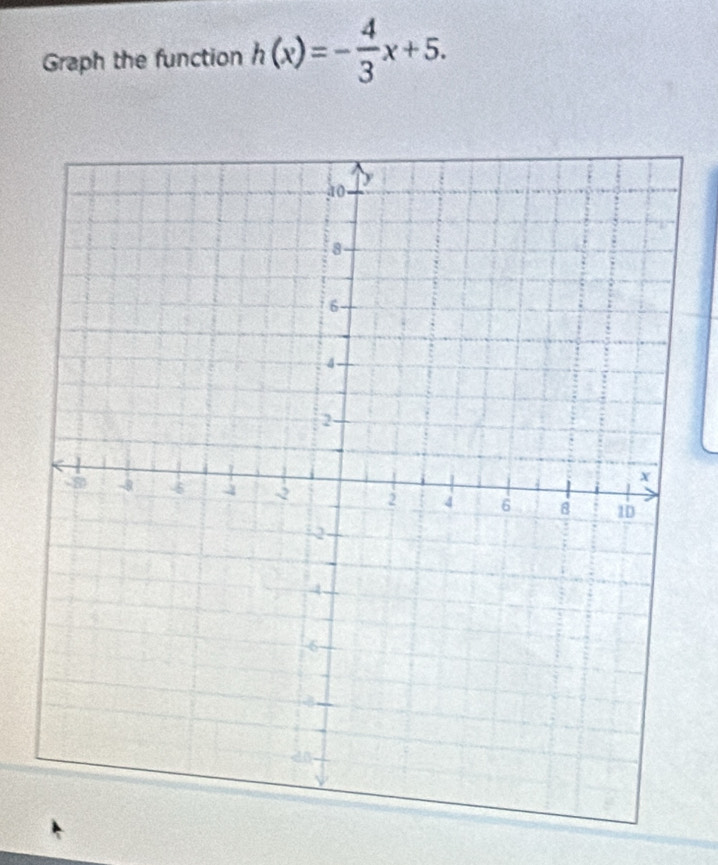 Graph the function h(x)=- 4/3 x+5.