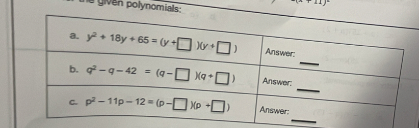 le given polynomials:
(+11)^2
_