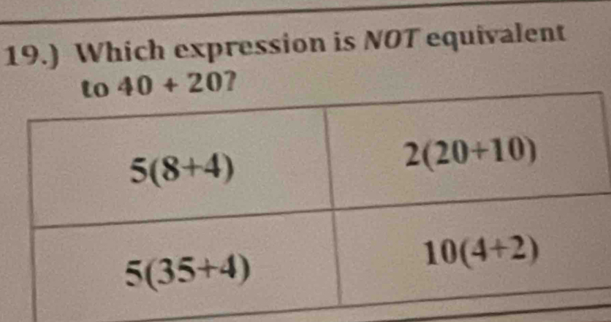 19.) Which expression is NOT equivalent