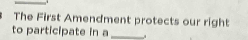 The First Amendment protects our right 
to participate in a_