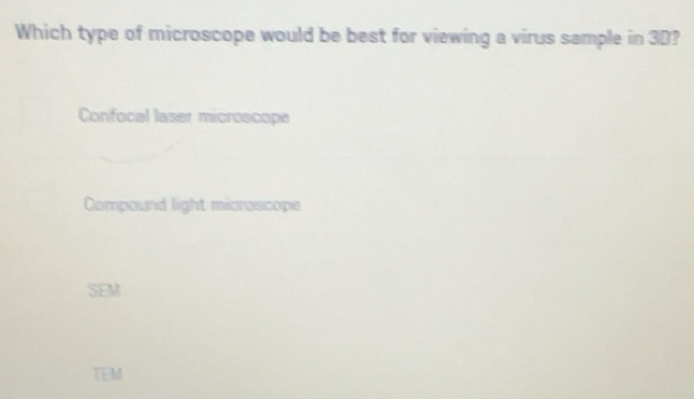 Solved: Which type of microscope would be best for viewing a virus ...