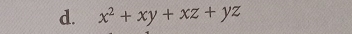 x^2+xy+xz+yz