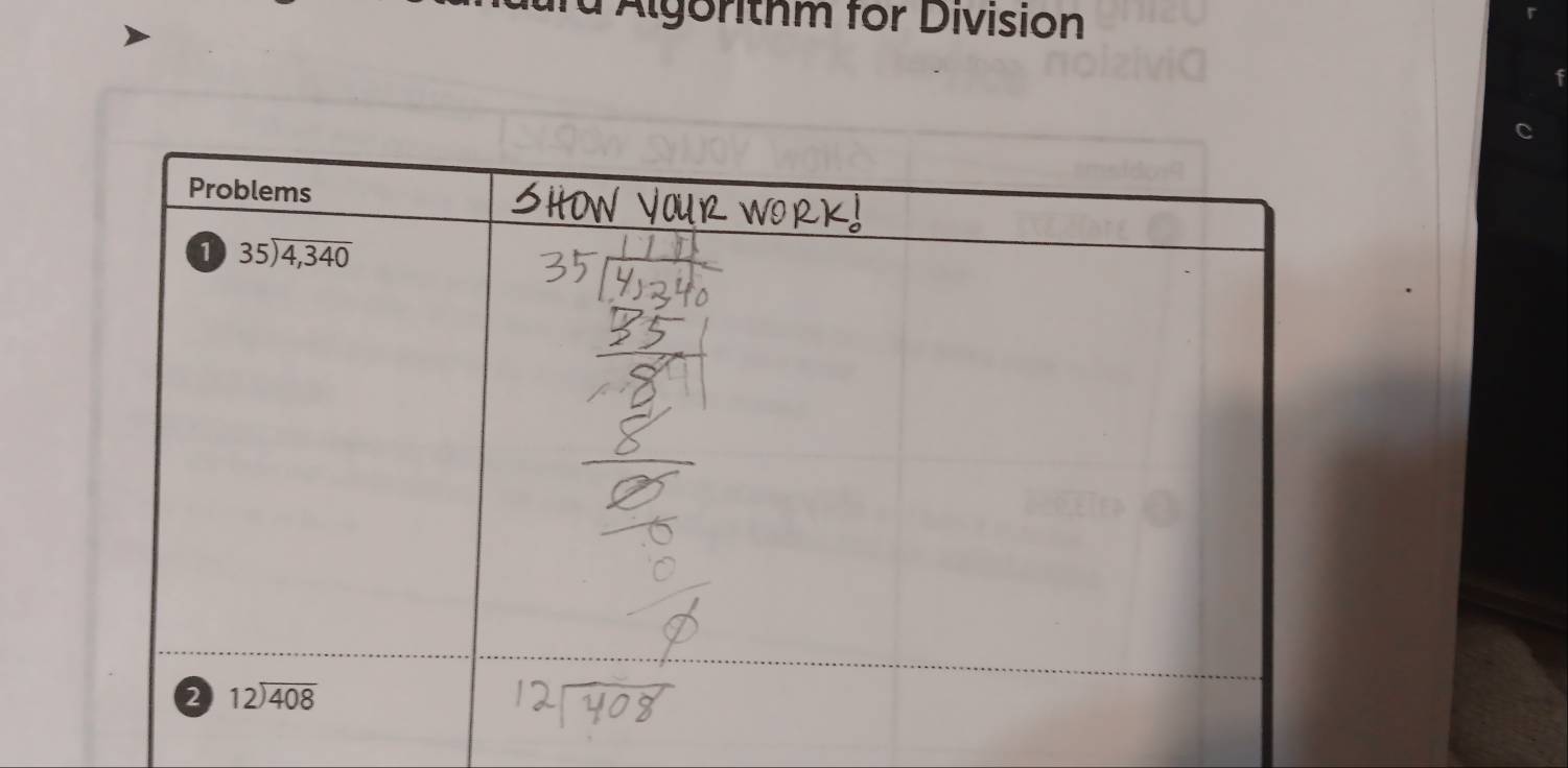 Algorithm for Division