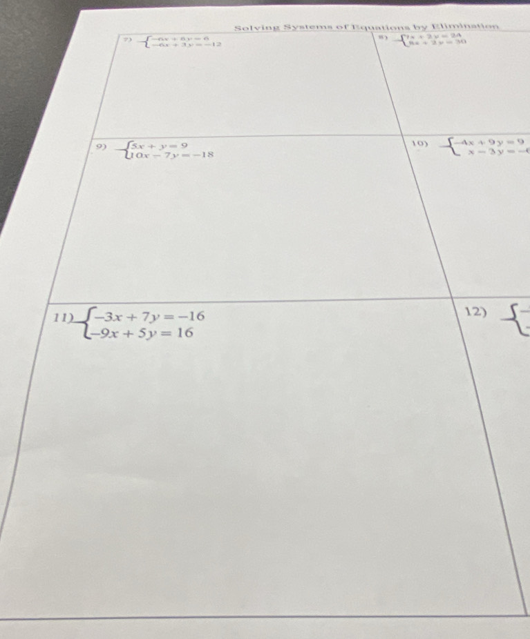 Solving Systems of Equations by Elimination
-[