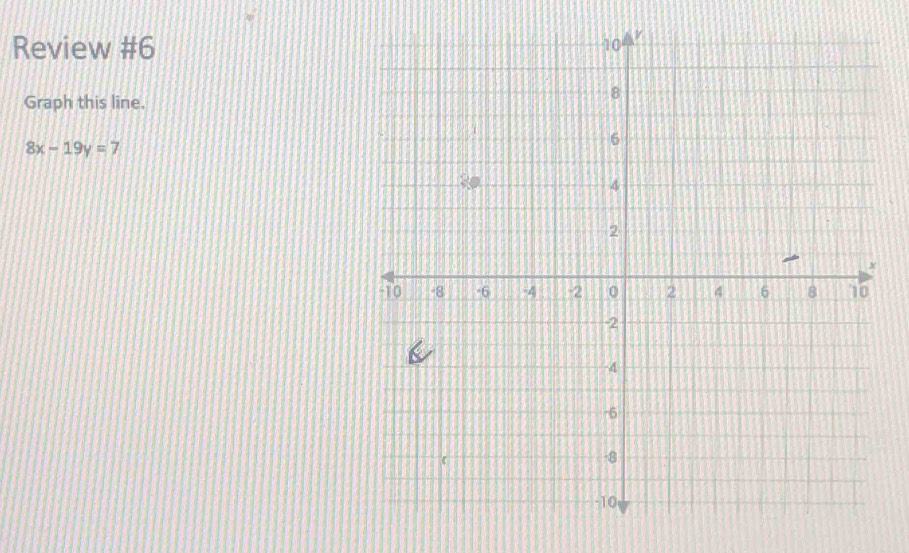 Review #6 
Graph this line.
8x-19y=7