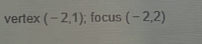 vertex (-2,1); focus (-2,2)