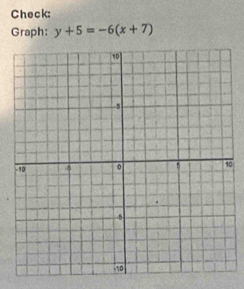 Check: 
Graph: y+5=-6(x+7)
0