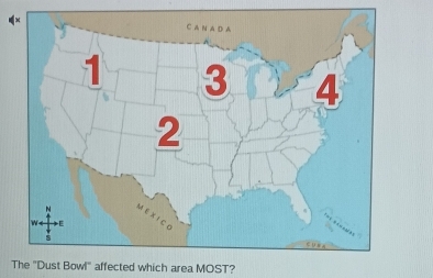 The "Dust Bowl' affected which area MOST?