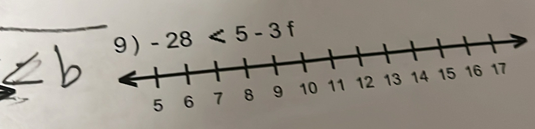 9 ) -28<5-3f</tex>