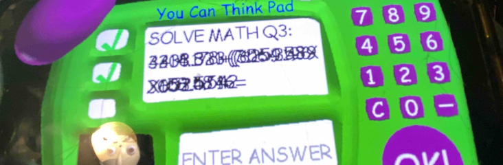 You Can Think Pad 7 8 9 
SOLVE MATH Q3:
4 5 6
a 
=
1 2 8
0 
ENTER ANSWER 
vl