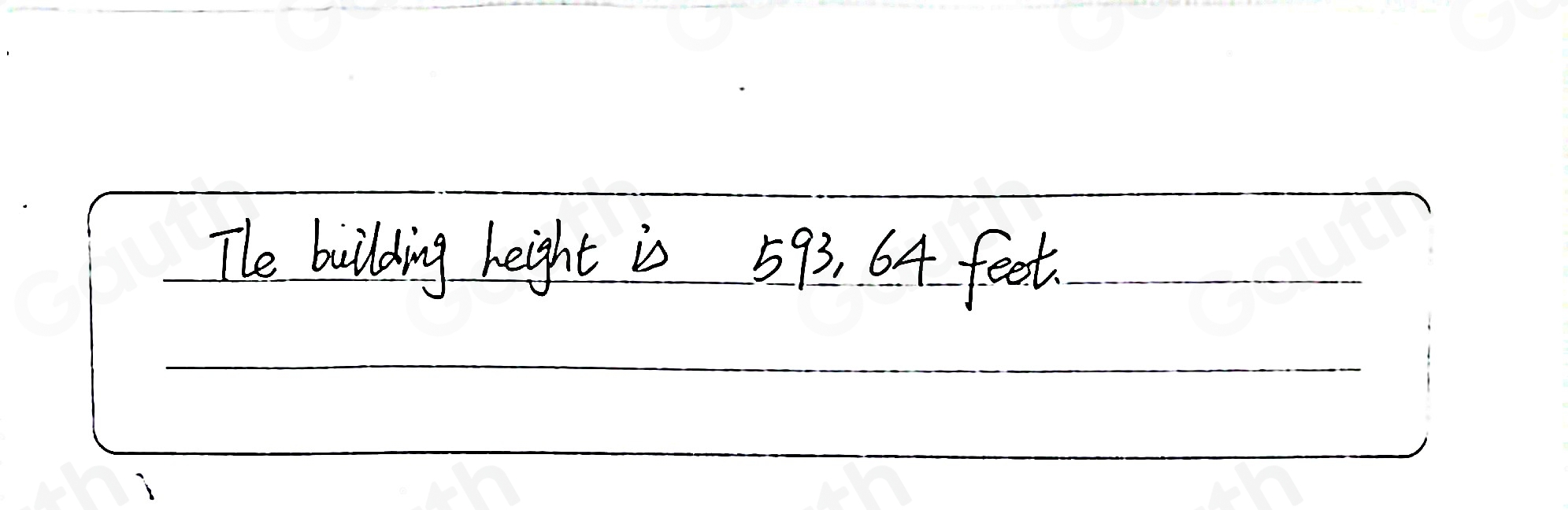 The building height is 593, 64 feet.