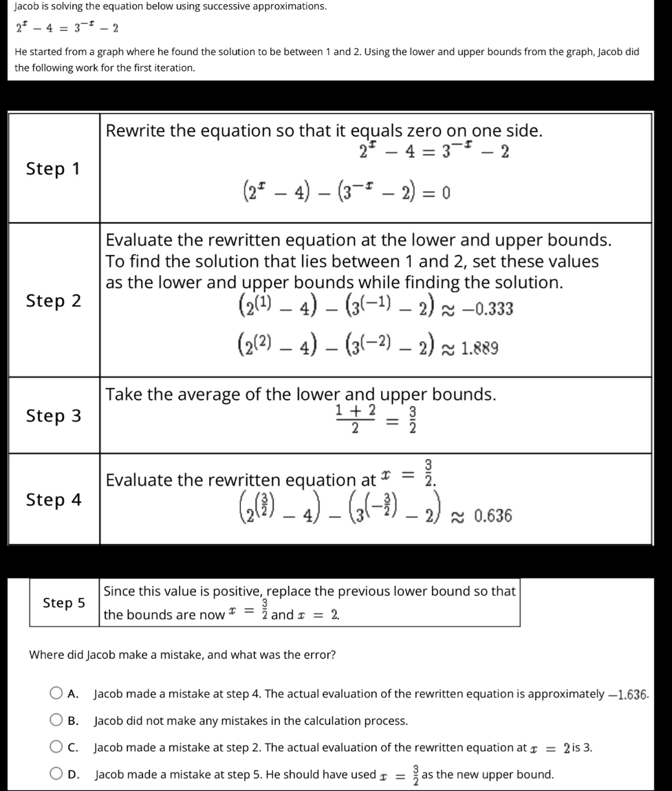 Solved: Jacob is solving the equation below using successive ...