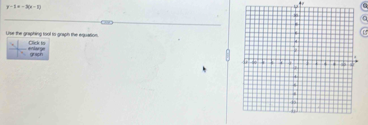 y-1=-3(x-1)
12 
Use the graphing tool to graph the equation. 
Click to 
enlarge 
graph