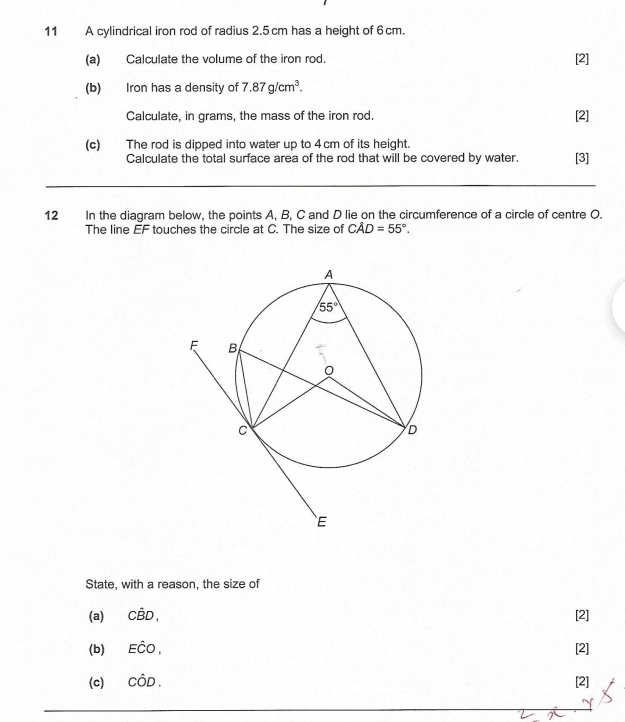 Solved: A cylindrical iron rod of radius 2.5cm has a height of 6cm. (a ...