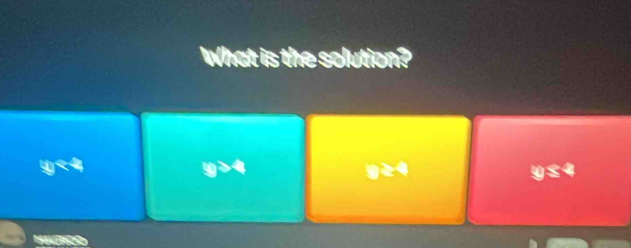 What is the solution?
y>4
y<4</tex> 924 y≤ 4