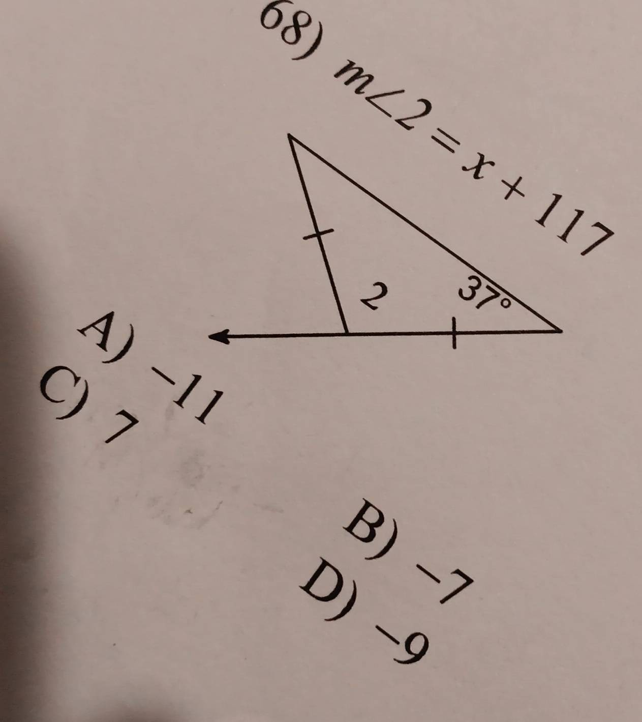 A) -1
C) >
B) ->
D) −9