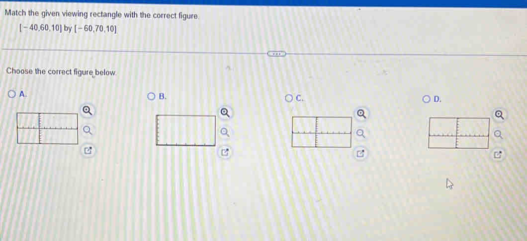 Solved: Match the given viewing rectangle with the correct figure [-40 ...