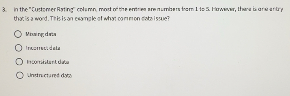 Solved: In the "Customer Rating" column, most of the entries are ...