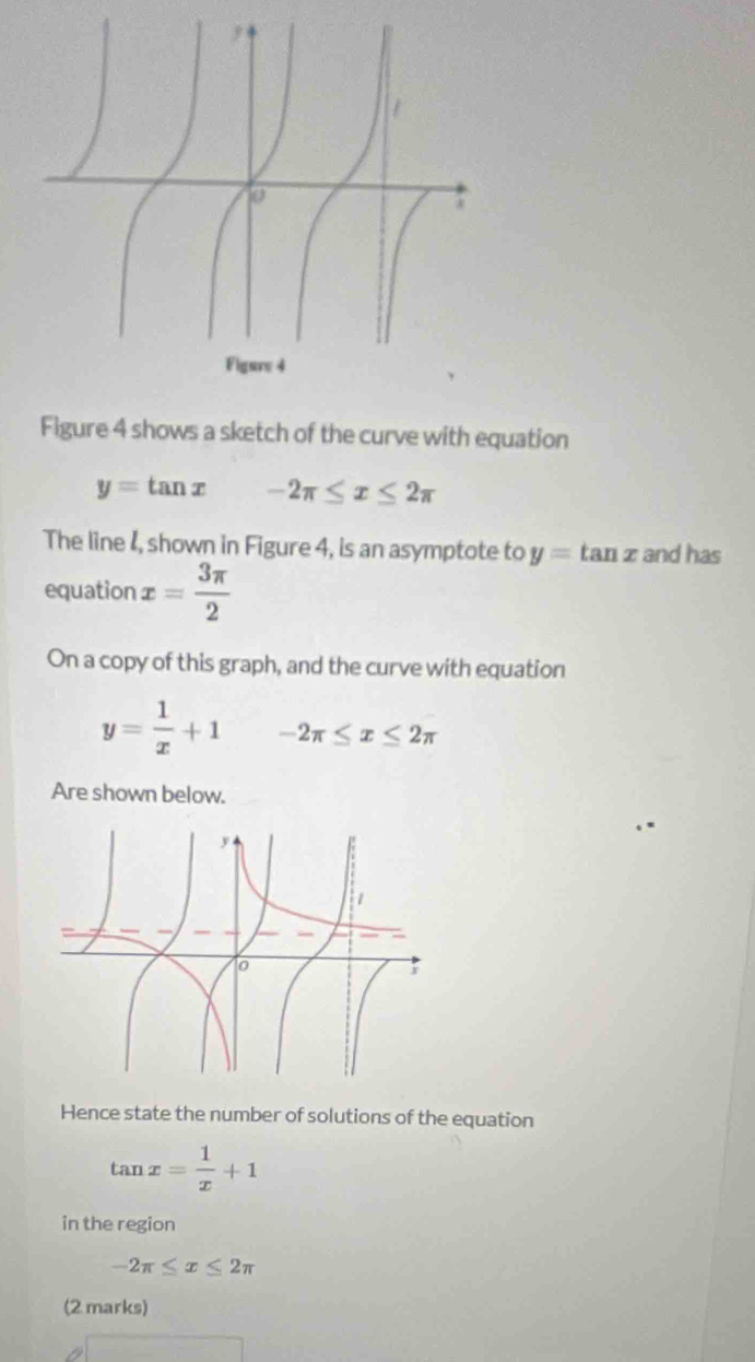 Solved: Figure 4 shows a sketch of the curve with equation y=tan x -2π ...