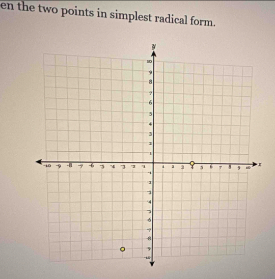 en the two points in simplest radical form.