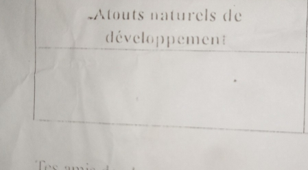 Atouts naturels de 
développement