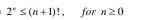 2^n≤ (n+1)! ， for n≥ 0