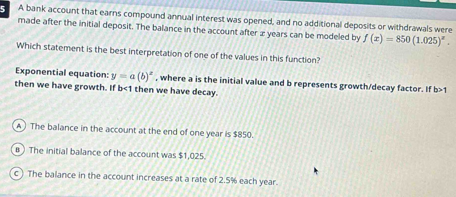 A bank account that earns compound annual interest was opened, and no ...