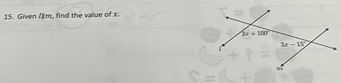 Given lm, find the value of x.