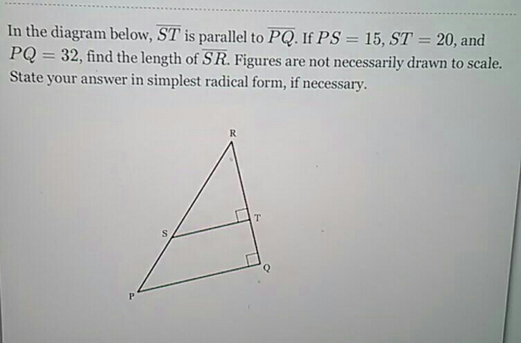 Solved: In the diagram below, overline ST is parallel to overline PQ ...