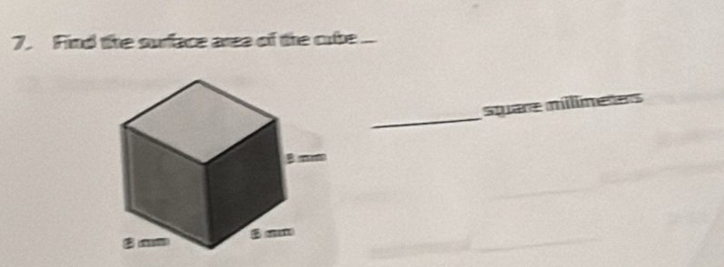 Find the surface area of the cube .. 
_ 
squarz mlimetes