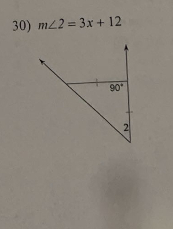 m∠ 2=3x+12