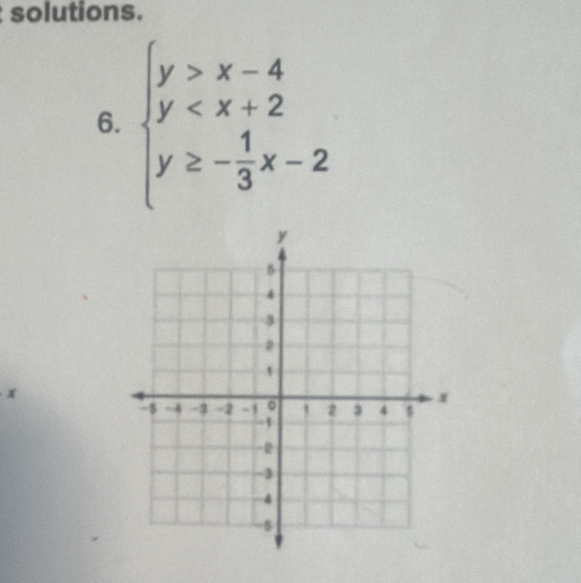 solutions. 
6. beginarrayl y>x-4 y
x