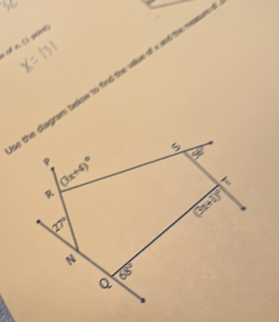 the diagram below to find the ve of x