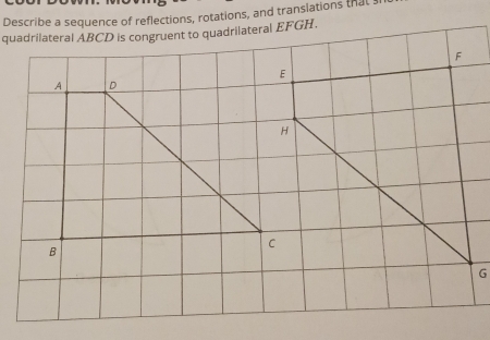 Describe a sequence of reflections, rotations, and transiations that