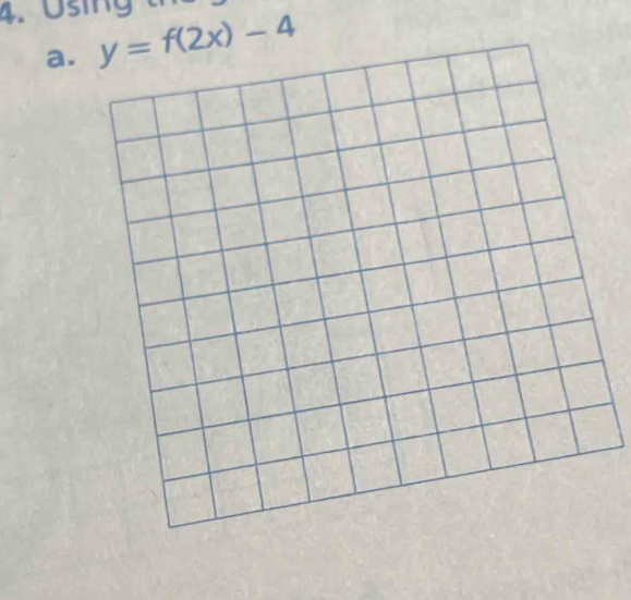 Solved: Using a. y=f(2x)-4 [Math]