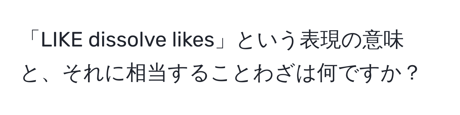 「LIKE dissolve likes」という表現の意味と、それに相当することわざは何ですか？