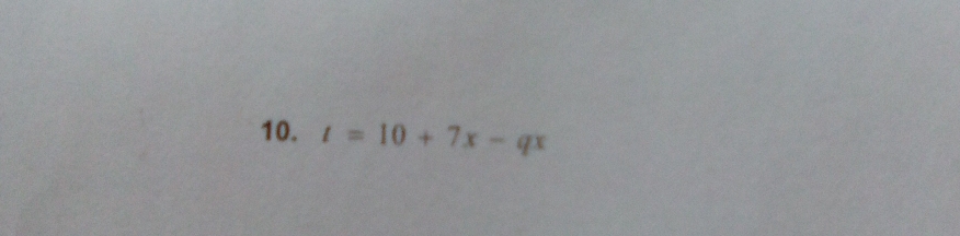 t=10+7x-qx