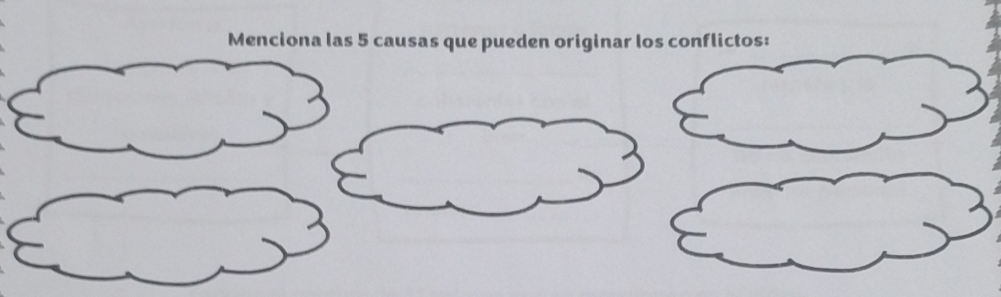 Menciona las 5 causas que pueden originar los conflictos: