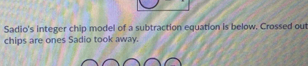 Sadio's integer chip model of a subtraction equation is below. Crossed out 
chips are ones Sadio took away.