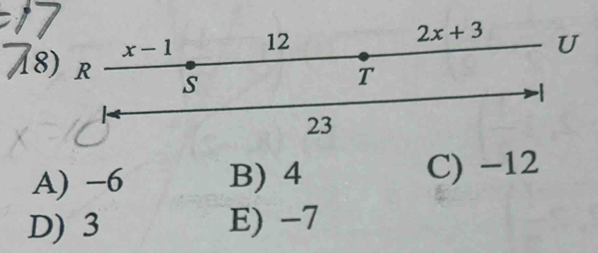 A
A) -6 B) 4 C) −12
D) 3
E) -7