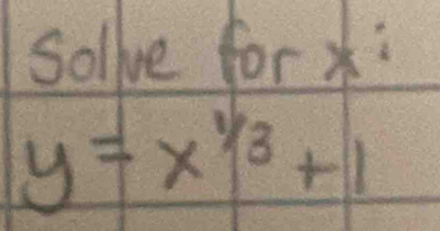 sollve for
y=x^(1/3)+1