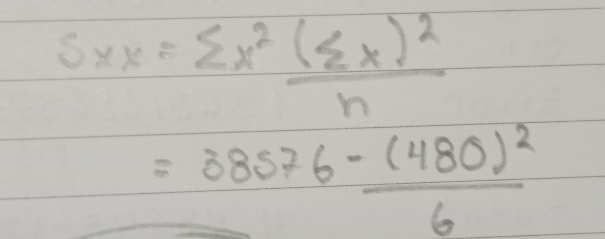 s* x=sumlimits *^2frac (sumlimits x)^2n
=38576-frac (480)^26