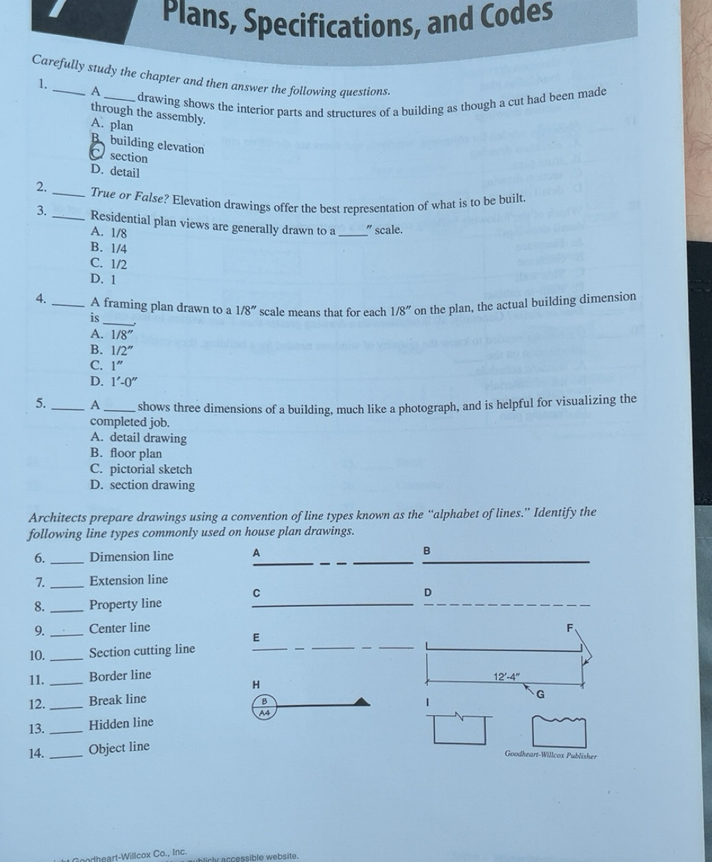 Solved: Plans, Specifications, and Codes Carefully study the chapter ...