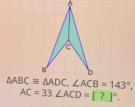 AC=33∠ ACD=[?]^circ .